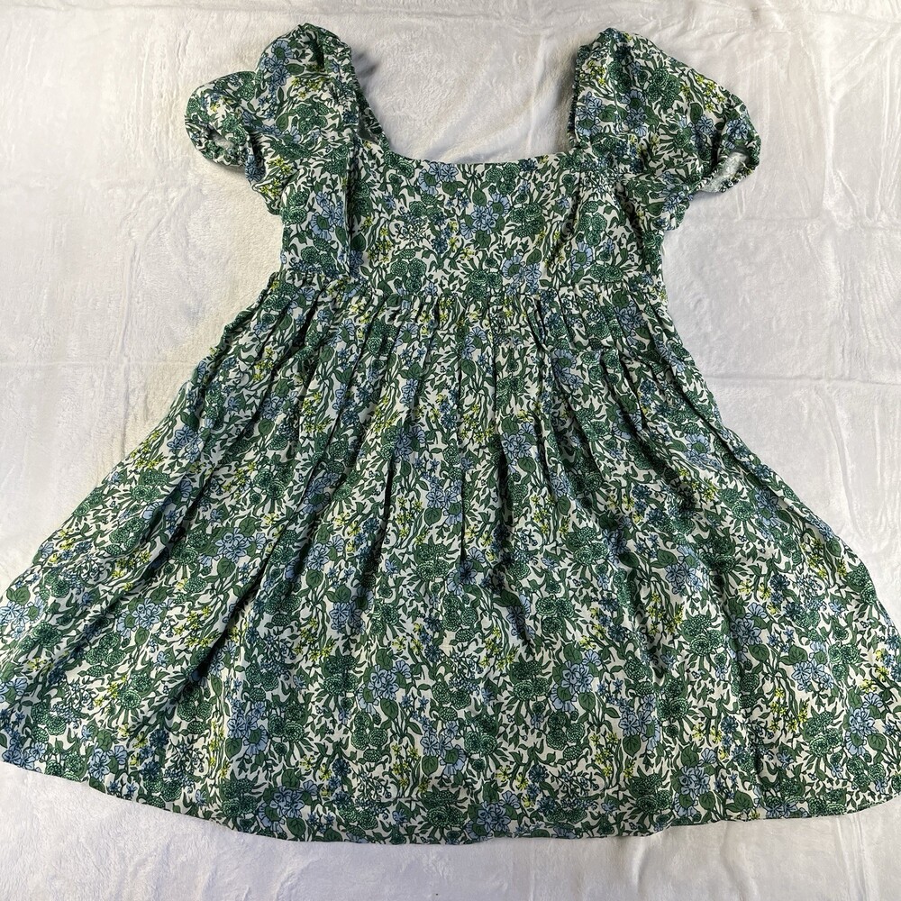 J. Crew Linen Cupro Babydoll Mini Dress 10 Valletta Paisley Green Floral Pockets